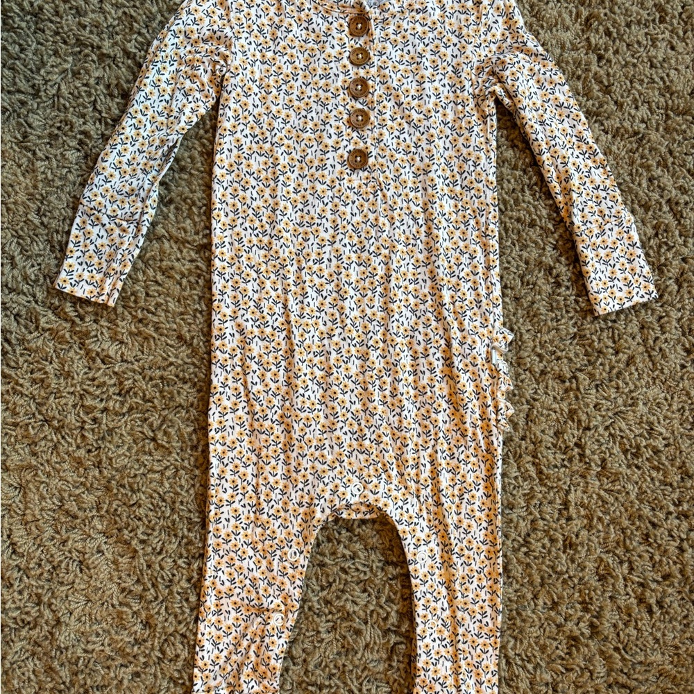 Posh Peanut Yellow Floral Baby Romper
